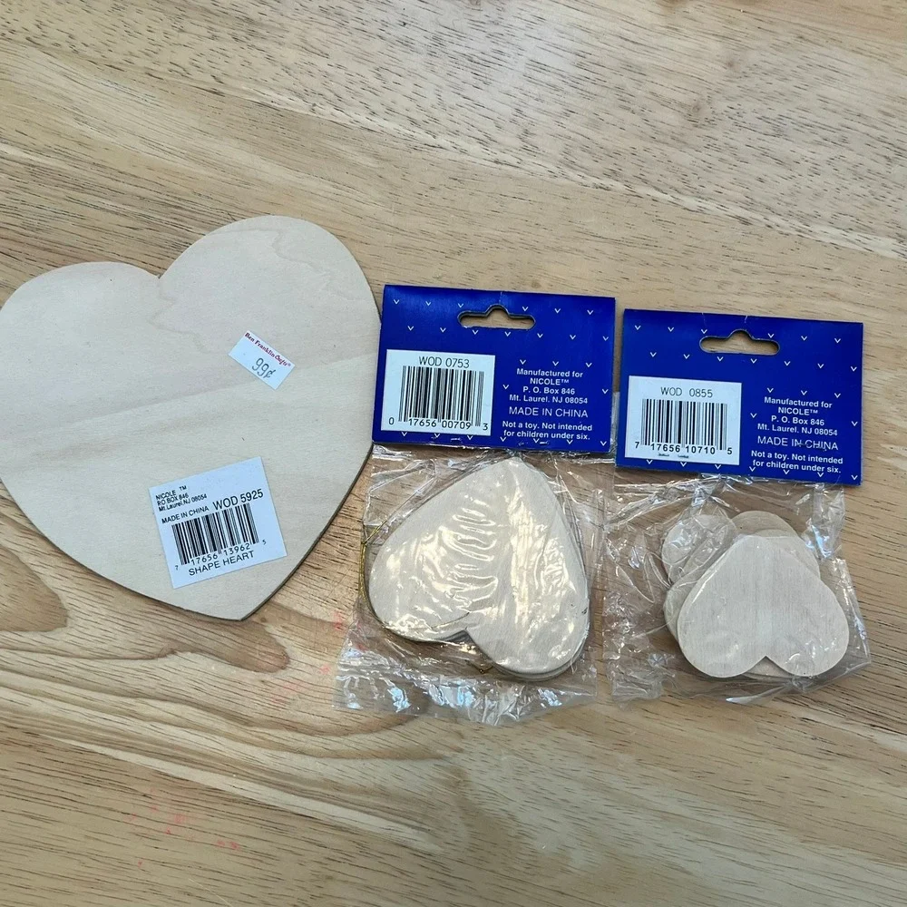 Nicole Wood for Crafts Heart Cutouts Bulk Lot 21 Unfinished DIY 1.75 2.5 5 Inch